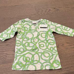 Gretchen Scott Designs Green and Blue Swirl Long Sleeve Tee